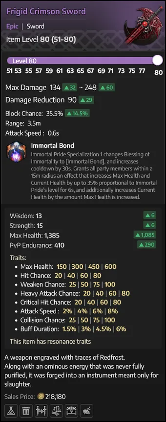 Frigid Crimson Sword — Espada e Escudo
