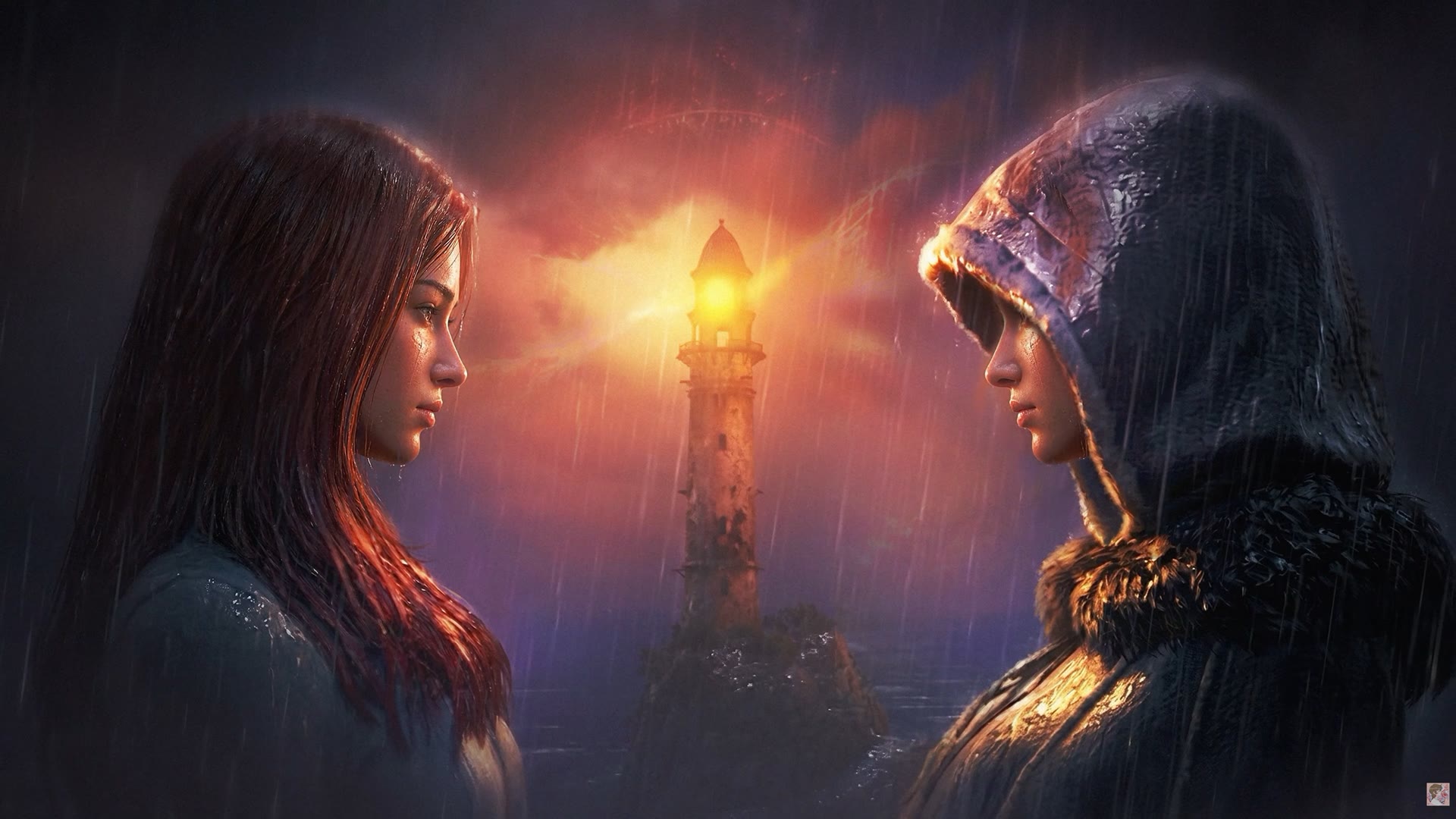 Reencontro sob o farol na tempestade — o peso emocional da jornada em Nix.