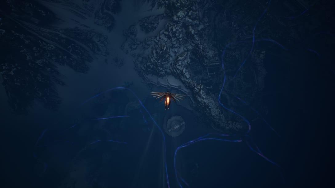 Sky Wedge: o mergulho de alta velocidade que parte da Aetherion rumo ao solo congelado.